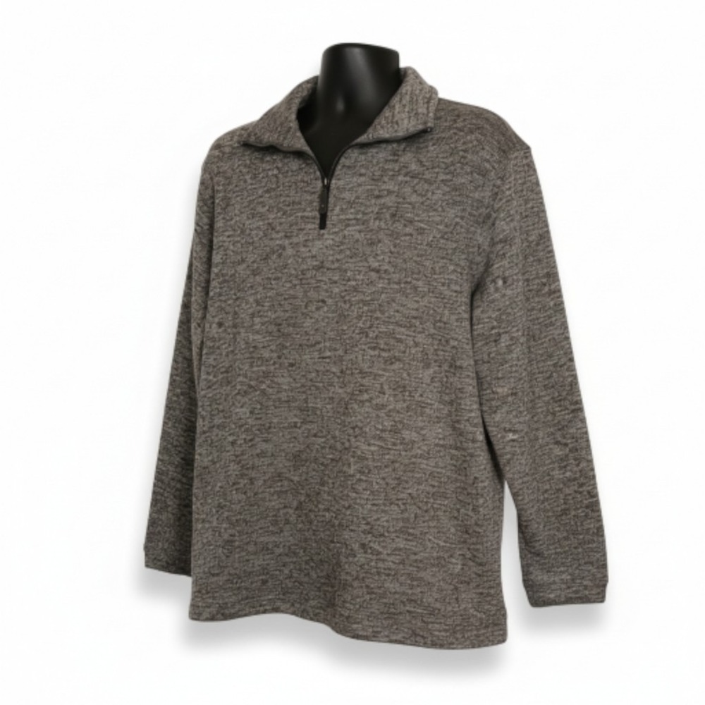 Haggar Mens Cool 18 Pro Fleece Sweater 1/4 Zip Heathered Gray  And Black Size XL